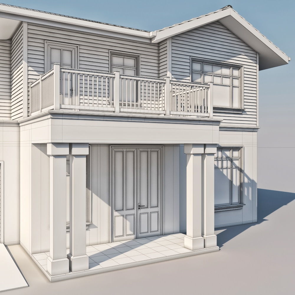 Suburban house for backgrounds 3D model_3