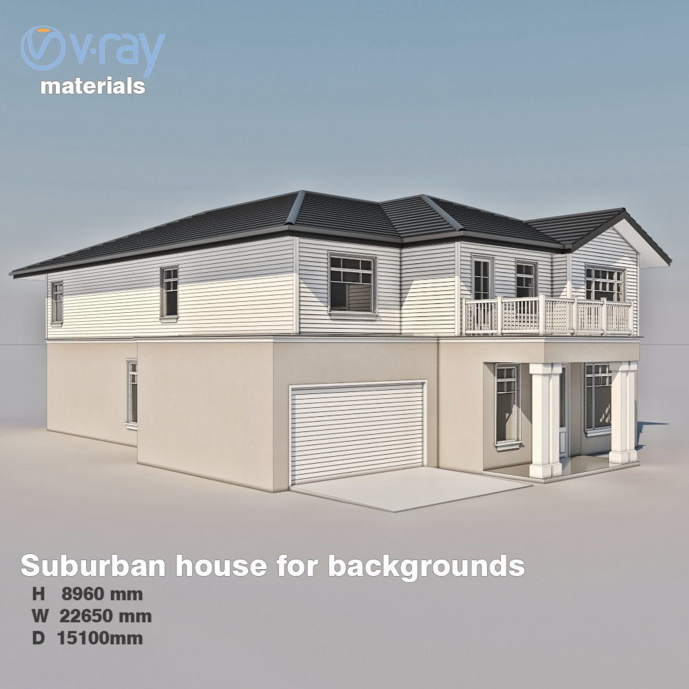 Suburban house for backgrounds 3D model_2