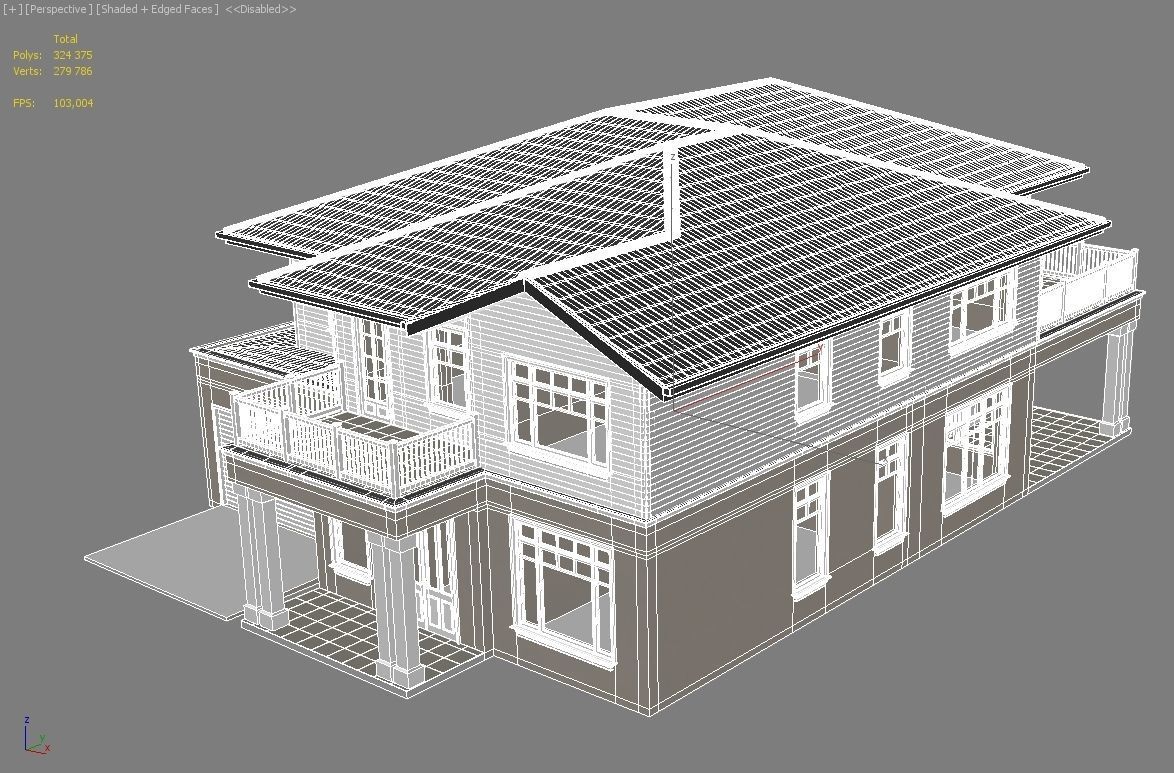 Suburban house for backgrounds 3D model_8