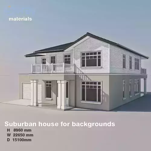 Suburban house for backgrounds 3D model