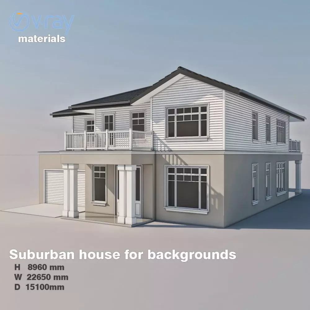 Suburban house for backgrounds 3D model_0