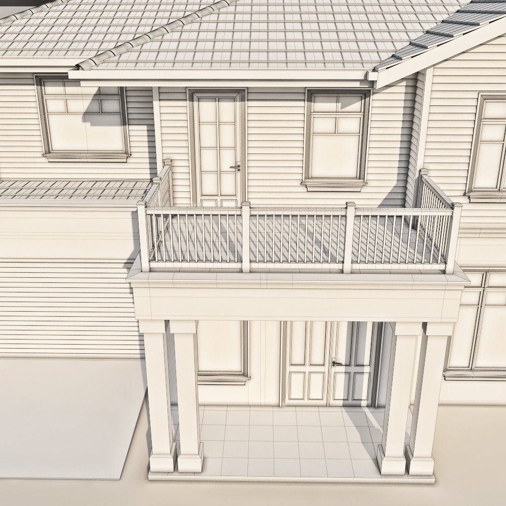 Suburban house for backgrounds 3D model_1