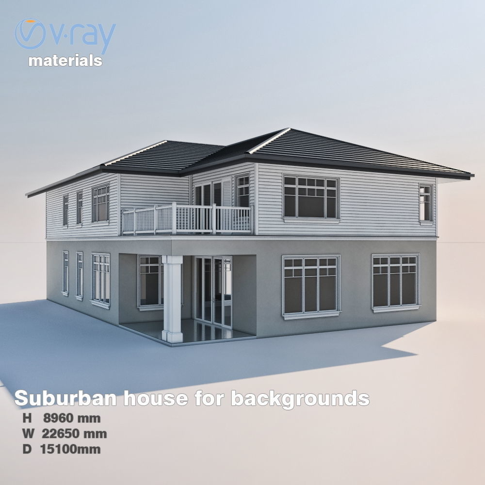 Suburban house for backgrounds 3D model_4