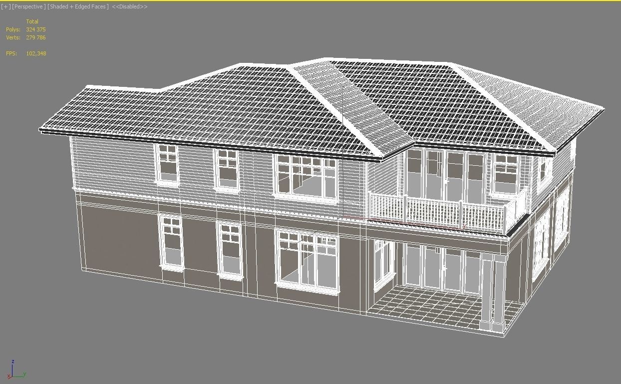 Suburban house for backgrounds 3D model_10