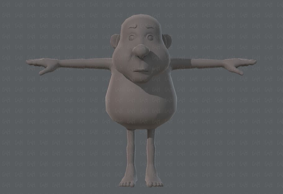 Base mesh old man character V02 Low-poly 3D model_1