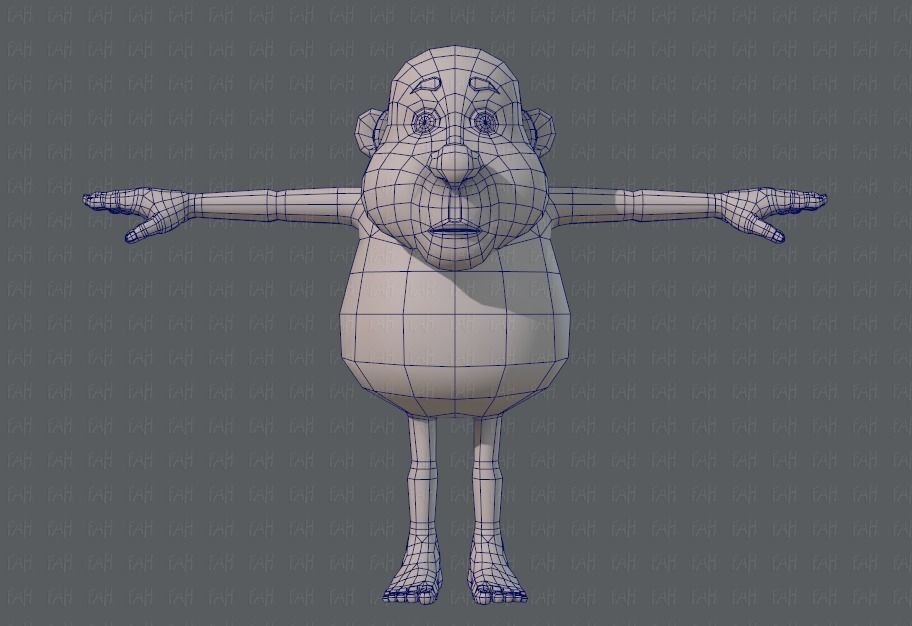 Base mesh old man character V02 Low-poly 3D model_9