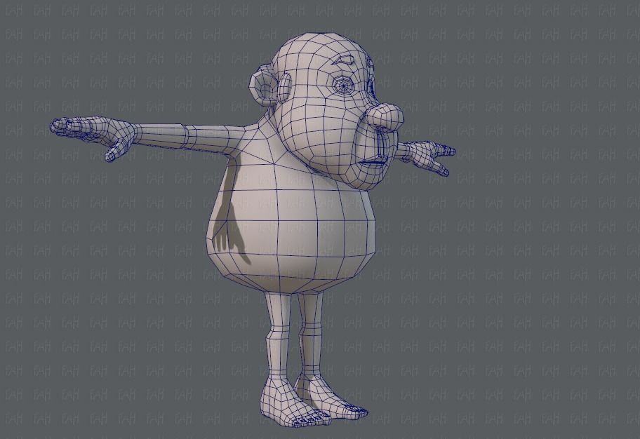 Base mesh old man character V02 Low-poly 3D model_10