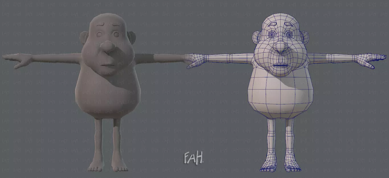 Base mesh old man character V02 Low-poly 3D model_0