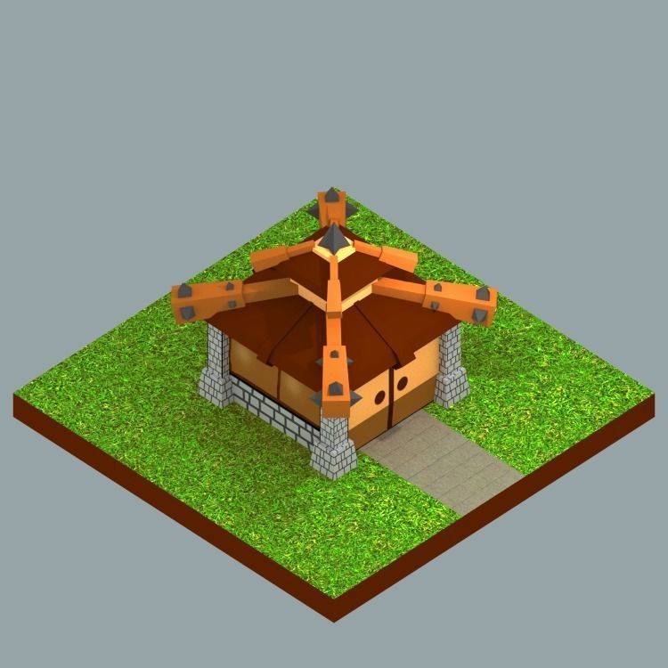 dojo low poly isometric Low-poly 3D model_0