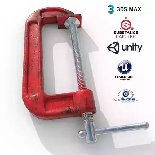 old G-Clamp PBR  Low-poly 3D model