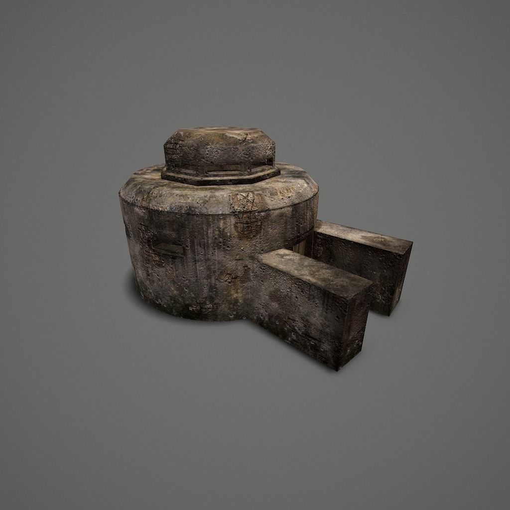 WW II OldBunker Low-poly 3D model_3