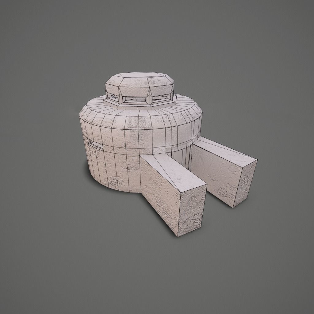 WW II OldBunker Low-poly 3D model_14