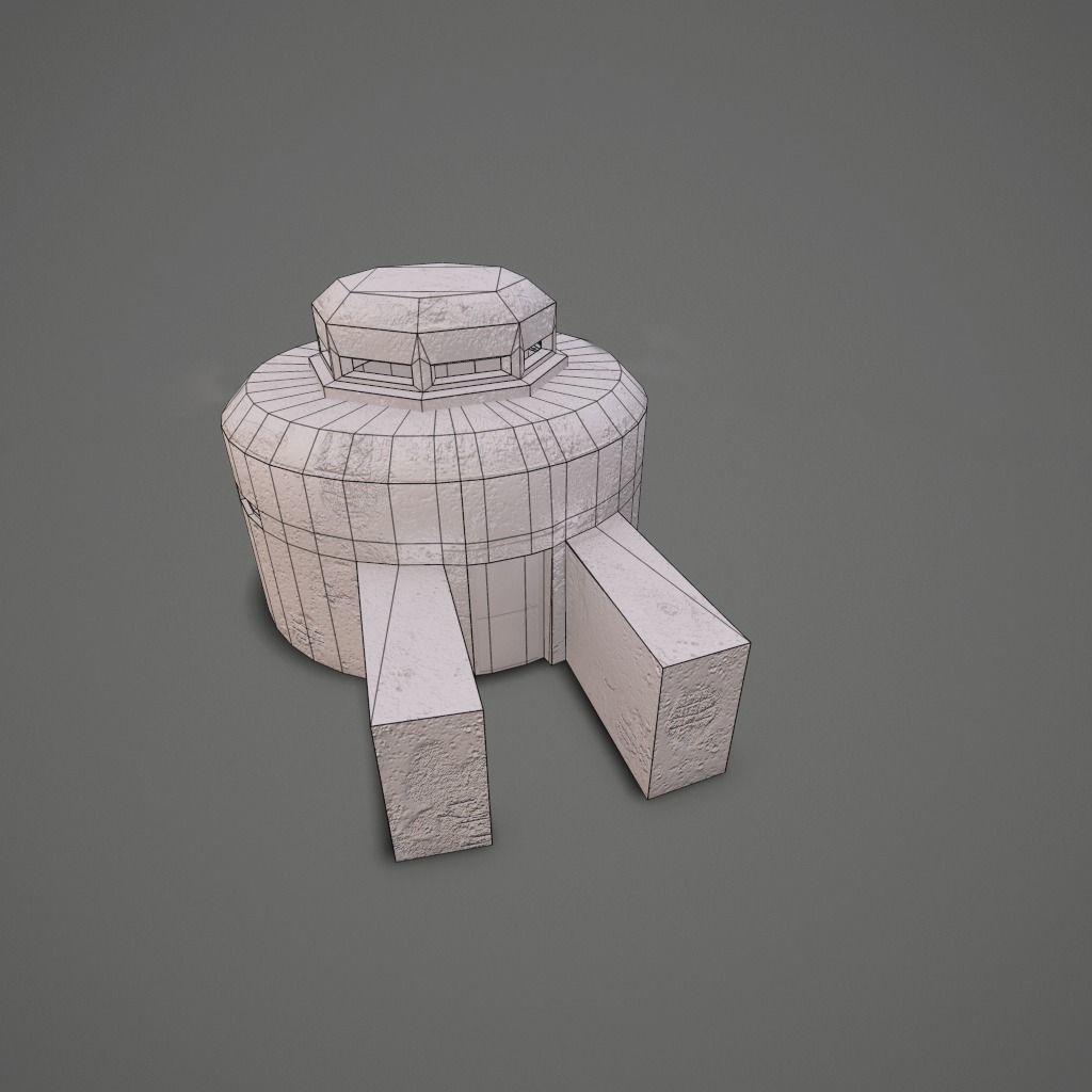 WW II OldBunker Low-poly 3D model_10