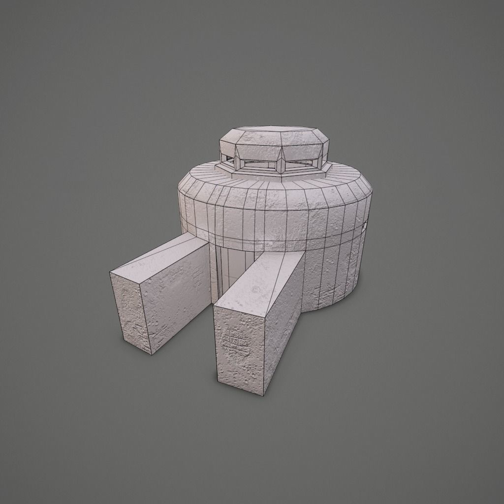 WW II OldBunker Low-poly 3D model_9