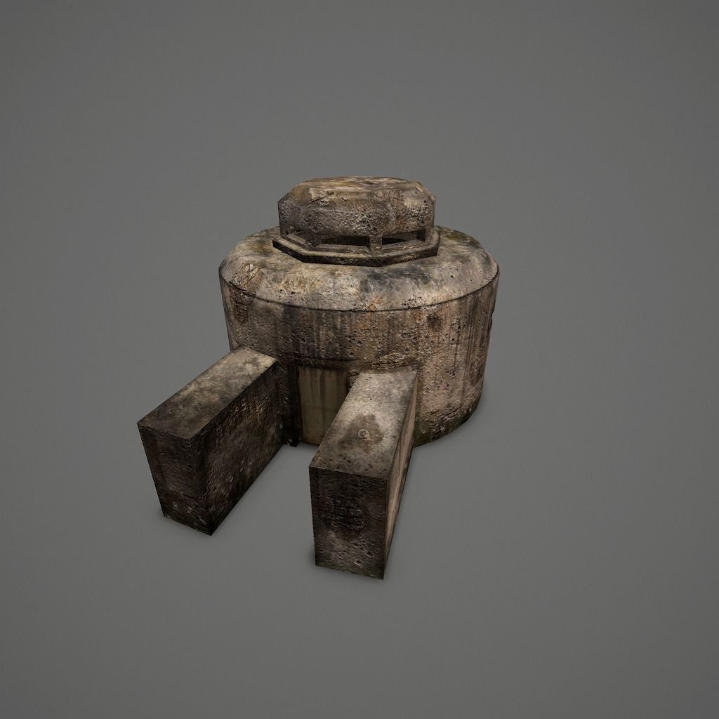 WW II OldBunker Low-poly 3D model_4