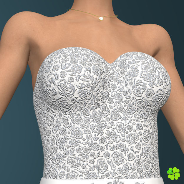 Wedding dress low poly Low-poly 3D model_2