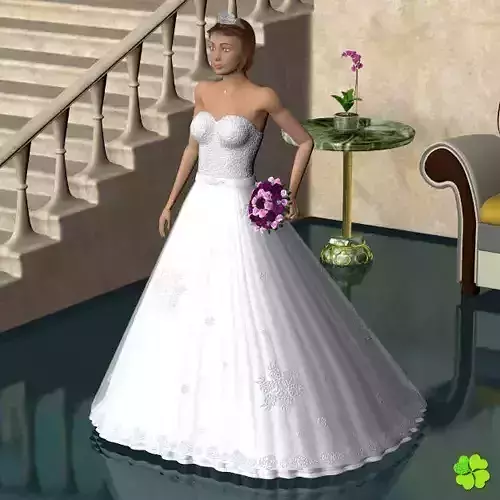 Wedding dress low poly Low-poly 3D model