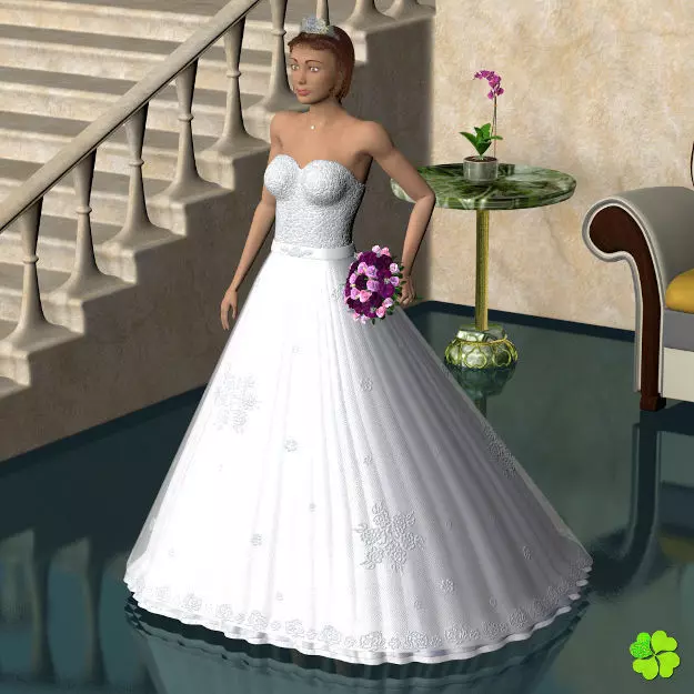 Wedding dress low poly Low-poly 3D model_0