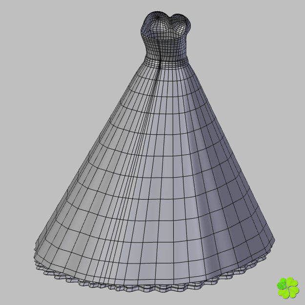 Wedding dress low poly Low-poly 3D model_33
