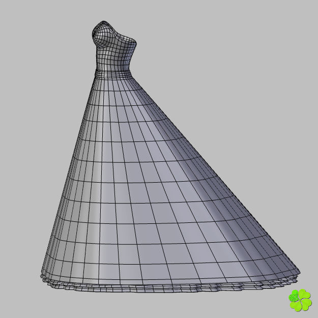 Wedding dress low poly Low-poly 3D model_37