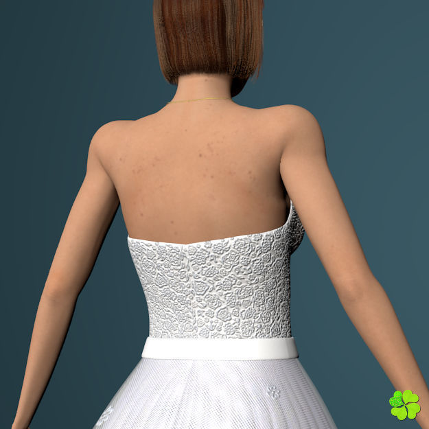 Wedding dress low poly Low-poly 3D model_17