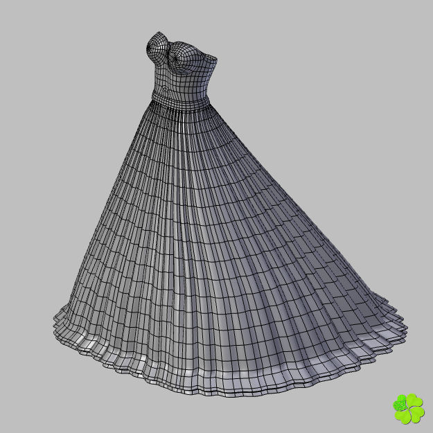 Wedding dress low poly Low-poly 3D model_29