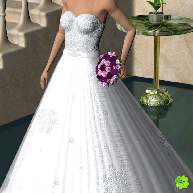Wedding dress low poly Low-poly 3D model_5