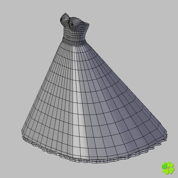 Wedding dress low poly Low-poly 3D model_27