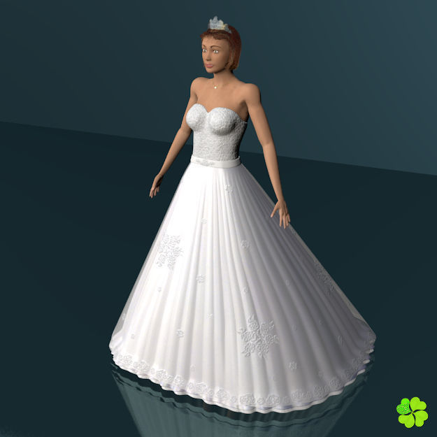 Wedding dress low poly Low-poly 3D model_10