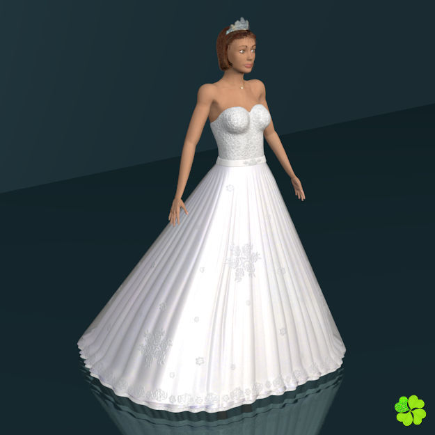 Wedding dress low poly Low-poly 3D model_12