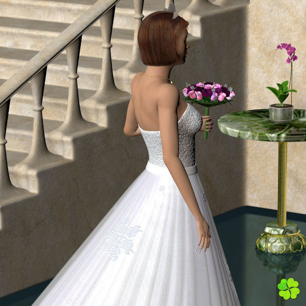 Wedding dress low poly Low-poly 3D model_9