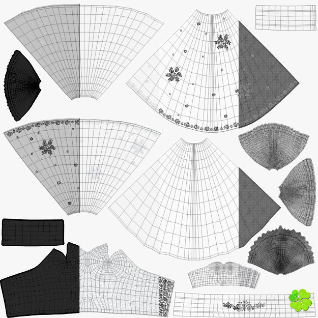 Wedding dress low poly Low-poly 3D model_48