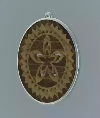 Silver Earring with wooden Inlay