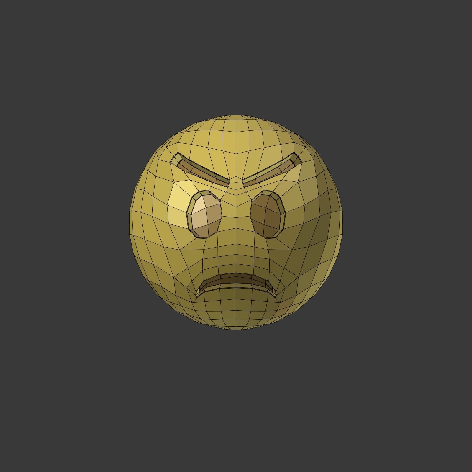 Angry Smiley Low-poly 3D model_2