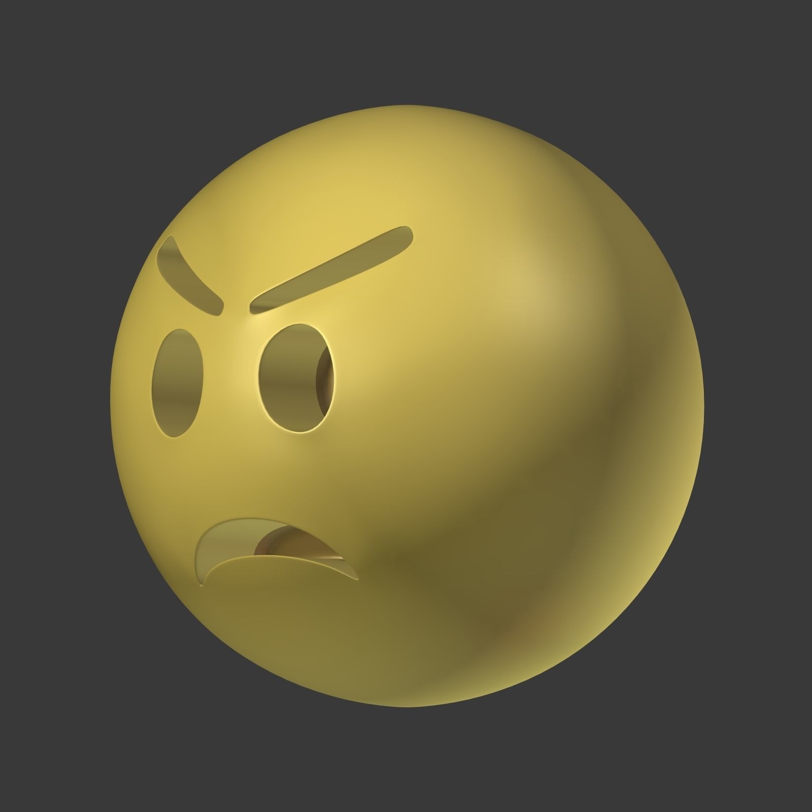 Angry Smiley Low-poly 3D model_5