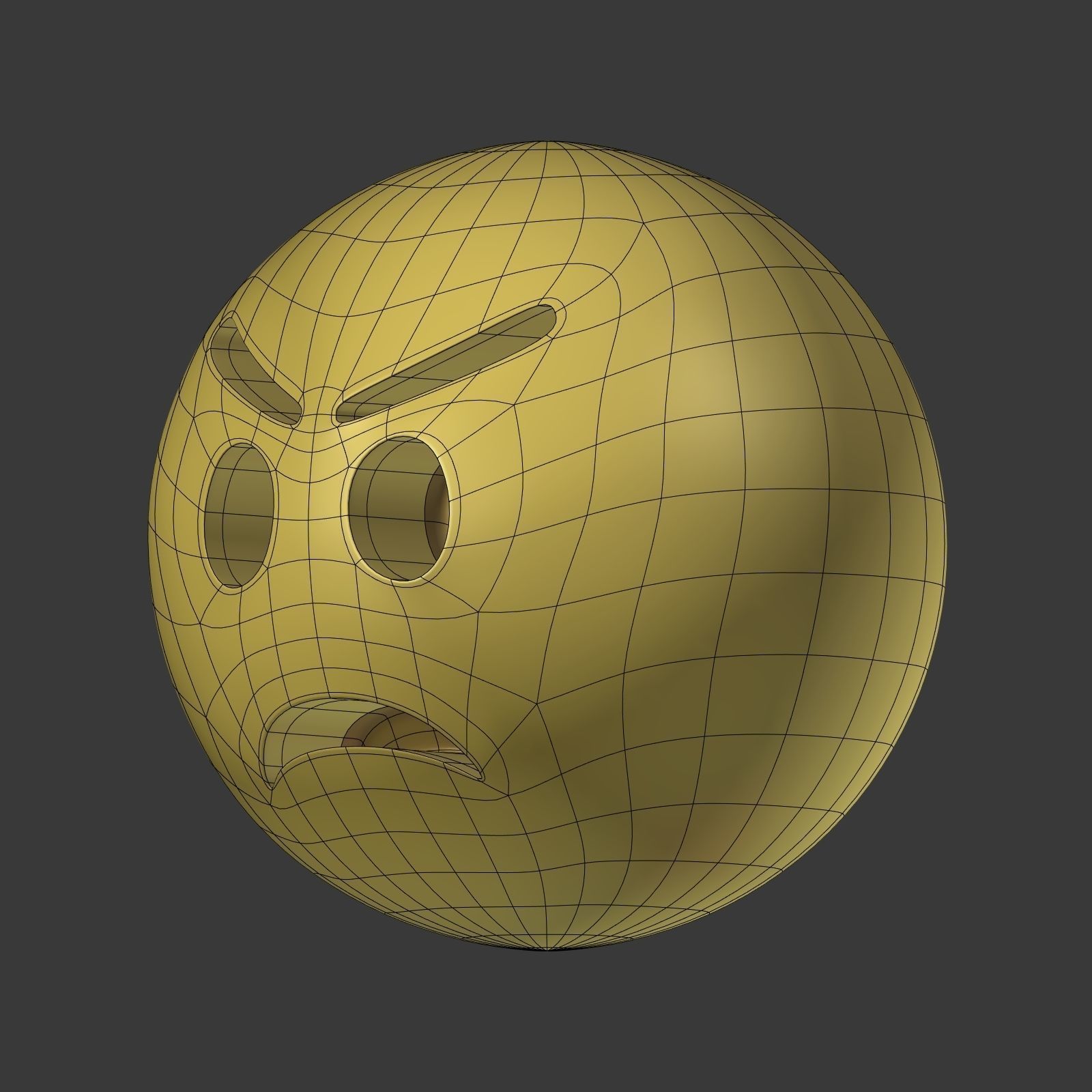 Angry Smiley Low-poly 3D model_6