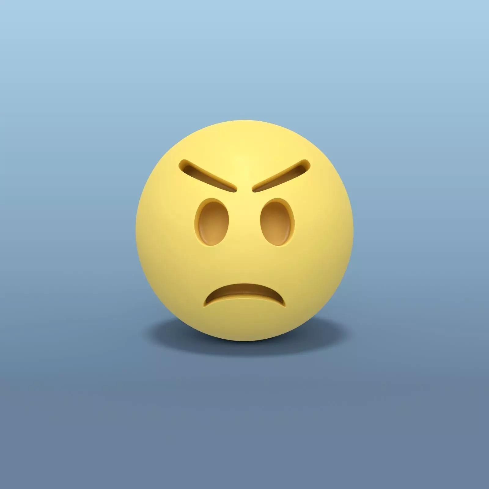 Angry Smiley Low-poly 3D model_0