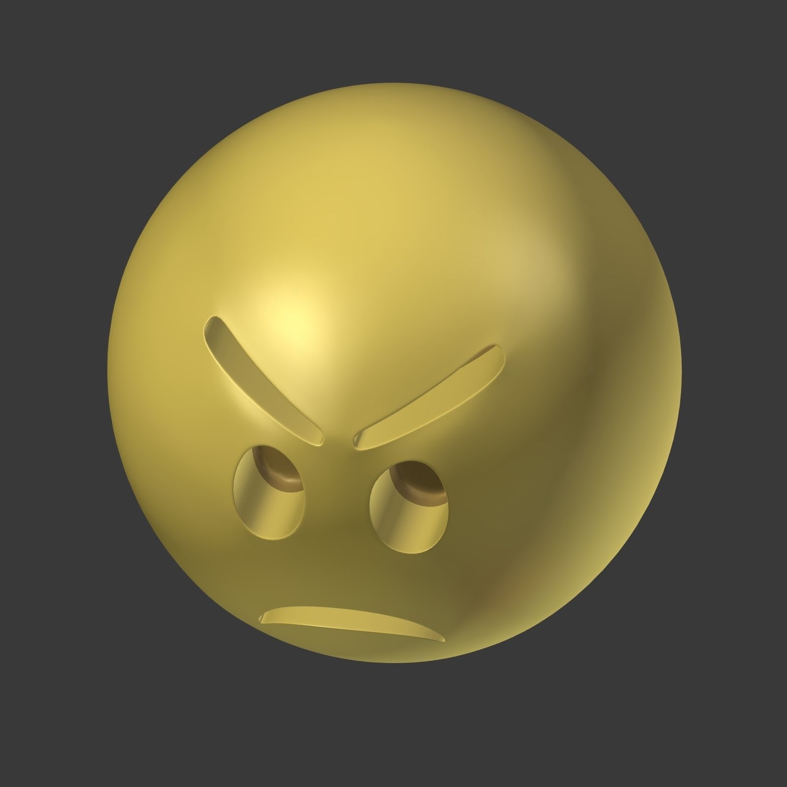 Angry Smiley Low-poly 3D model_9