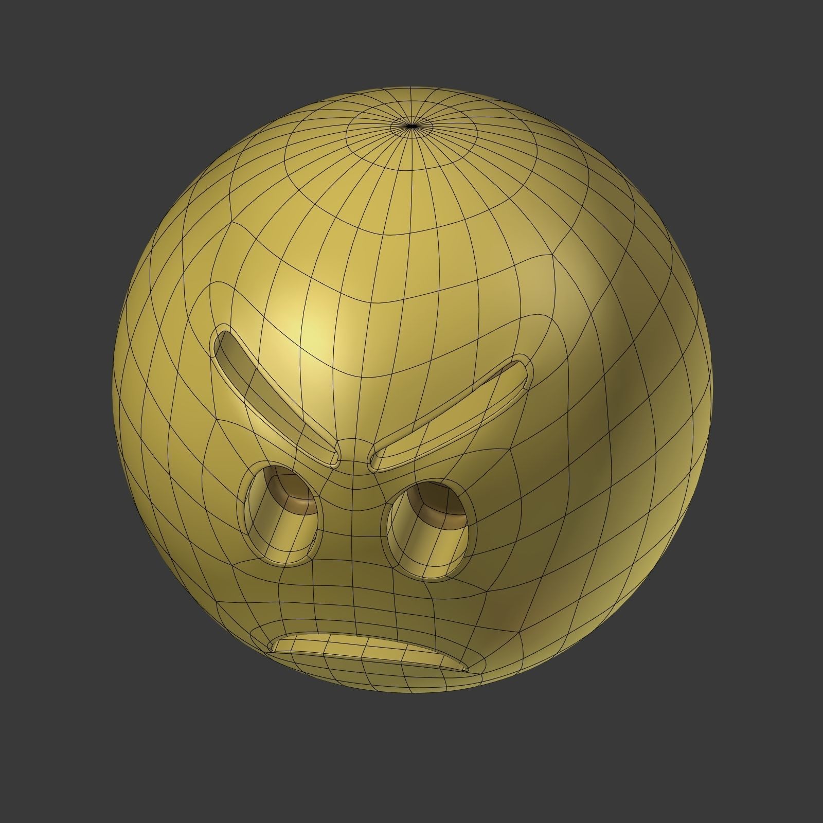 Angry Smiley Low-poly 3D model_10