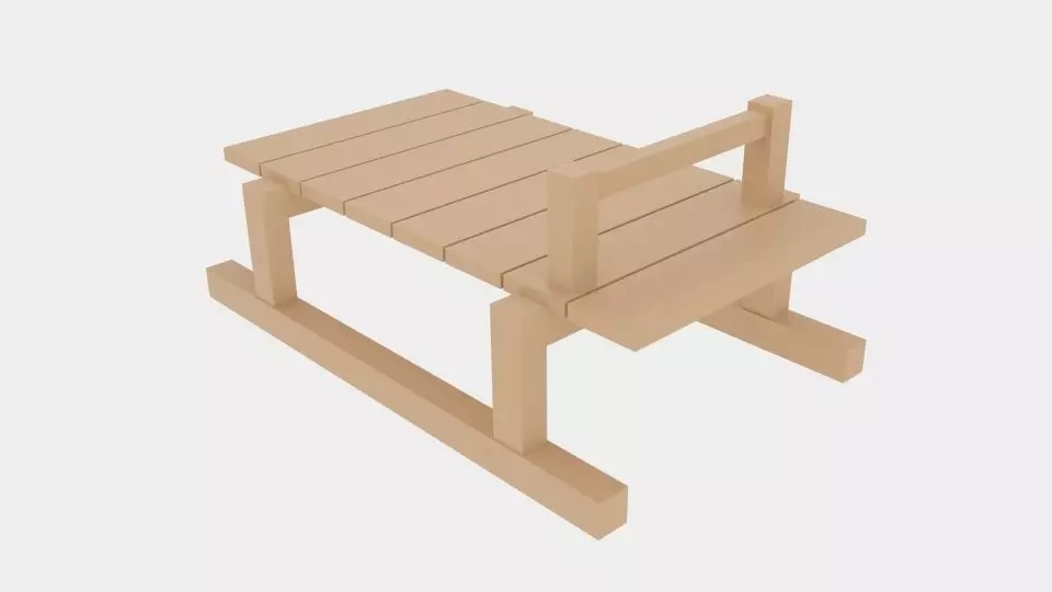 Simple Wood Sledge Free low-poly 3D model