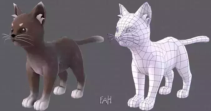 Cat Cartoon V03 Low-poly 3D model