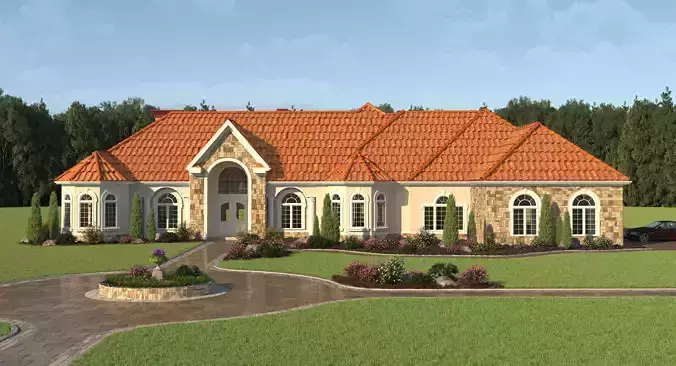 Exterior render front elevation for these mediterranean house... 3D model