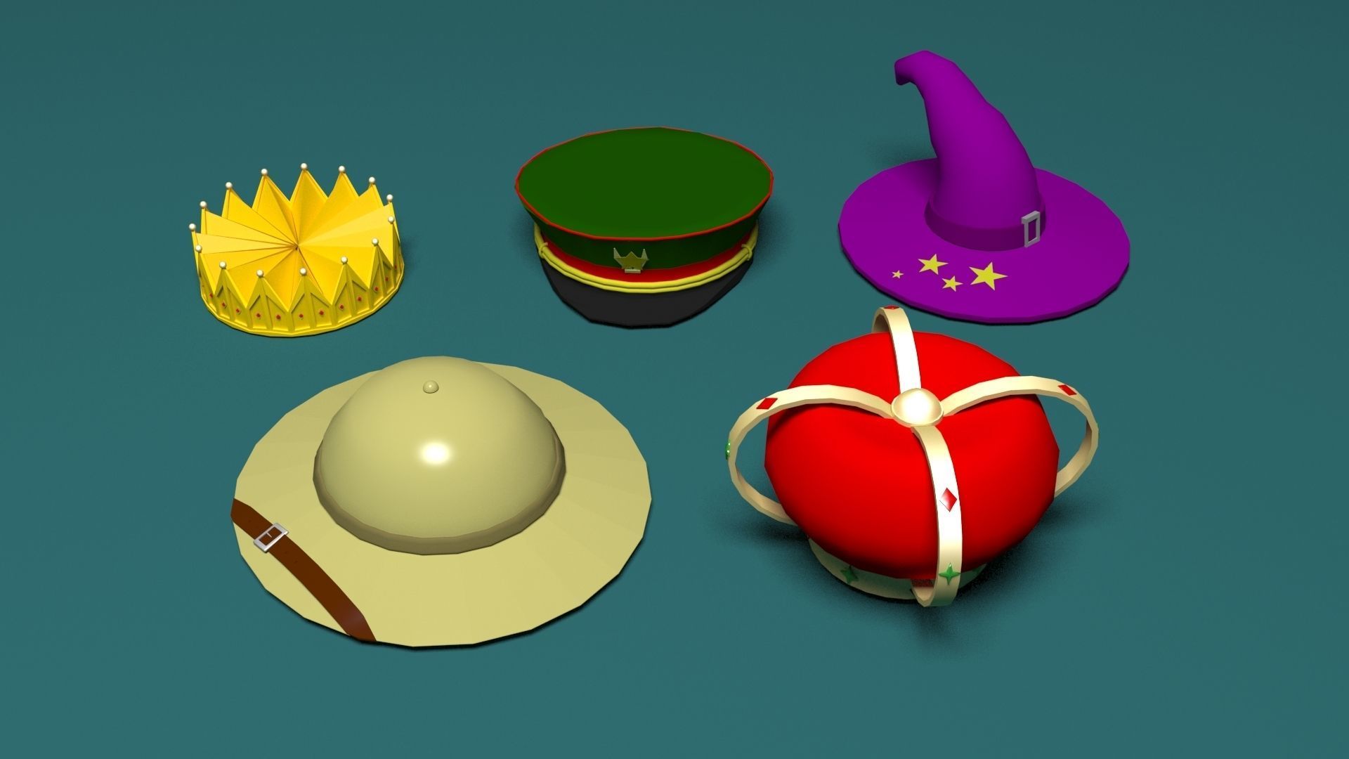 Low Poly Hats pack Low-poly 3D model_2