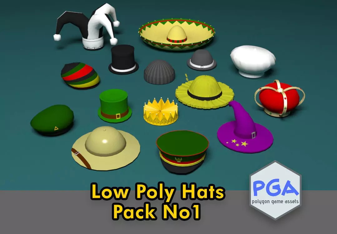 Low Poly Hats pack Low-poly 3D model_0