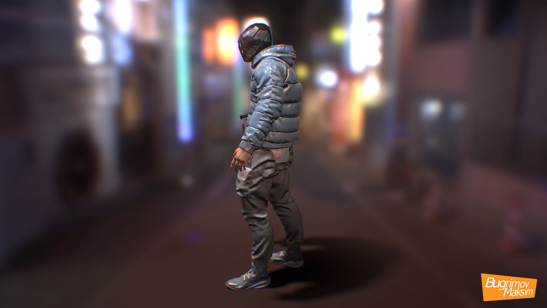 PBR CyberHunter gun in video game Low-poly 3D model_4