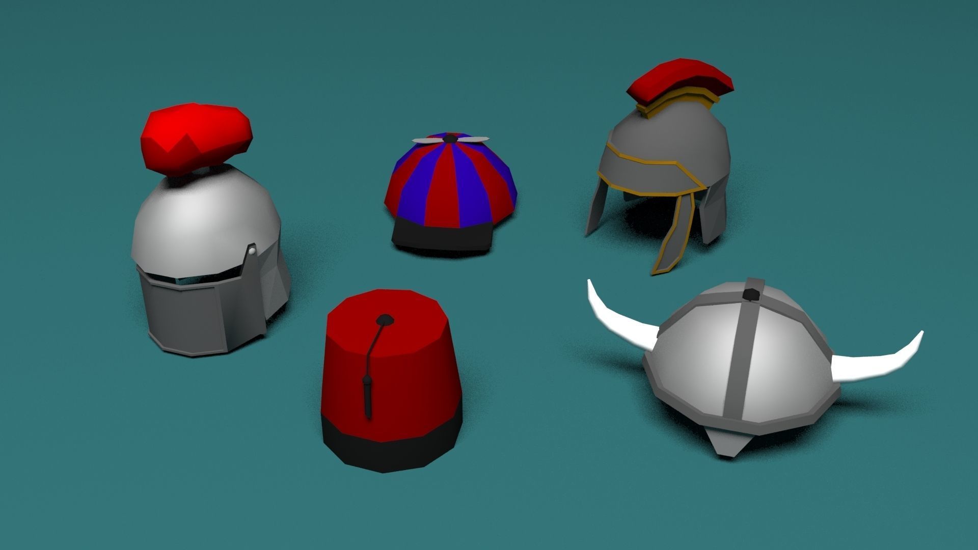 Low Poly Hats 2 pack Low-poly 3D model_2