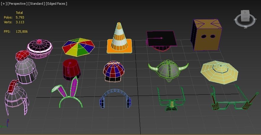 Low Poly Hats 2 pack Low-poly 3D model_5