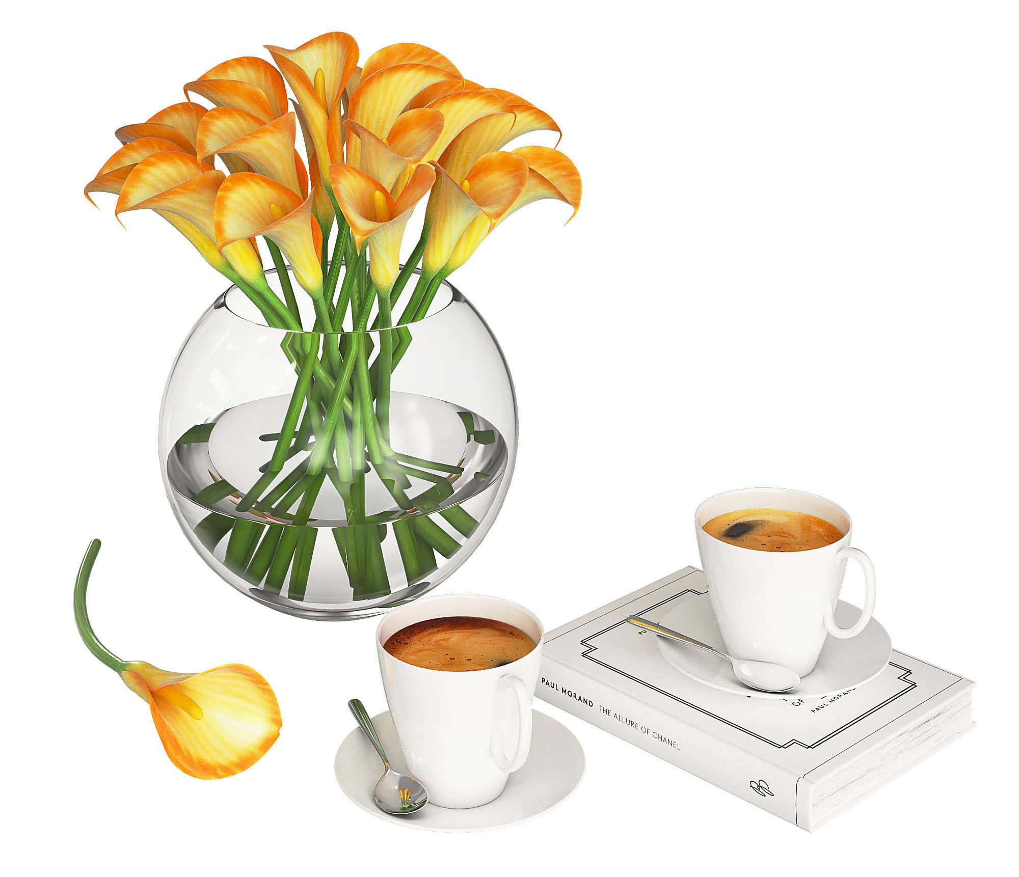 Calla Flowers 3D model_4