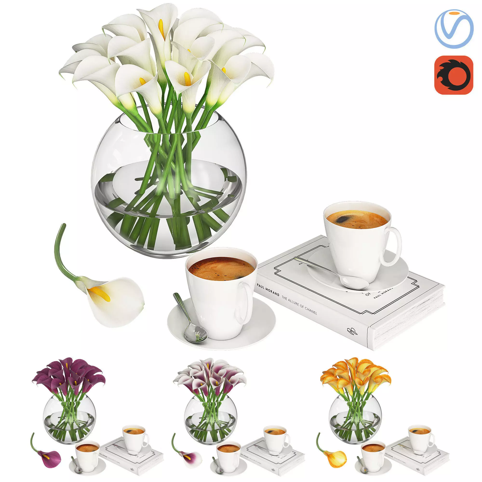 Calla Flowers 3D model_0