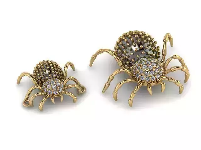  pendant and spider earring in gold or silver 3D print model